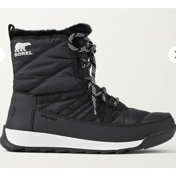 Sorel Whitney II faux fur trimmed shell boots waterproof snow boot black 8.5 - Picture 1 of 16